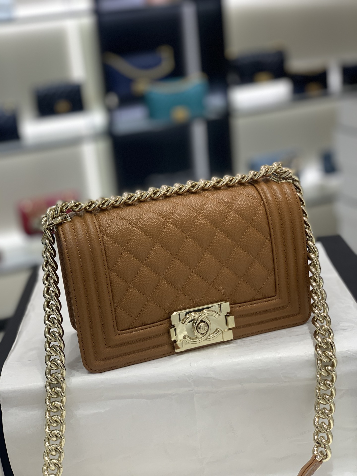 TÚI CHANEL LEBOY Caviar Brown Nâu da HAAS