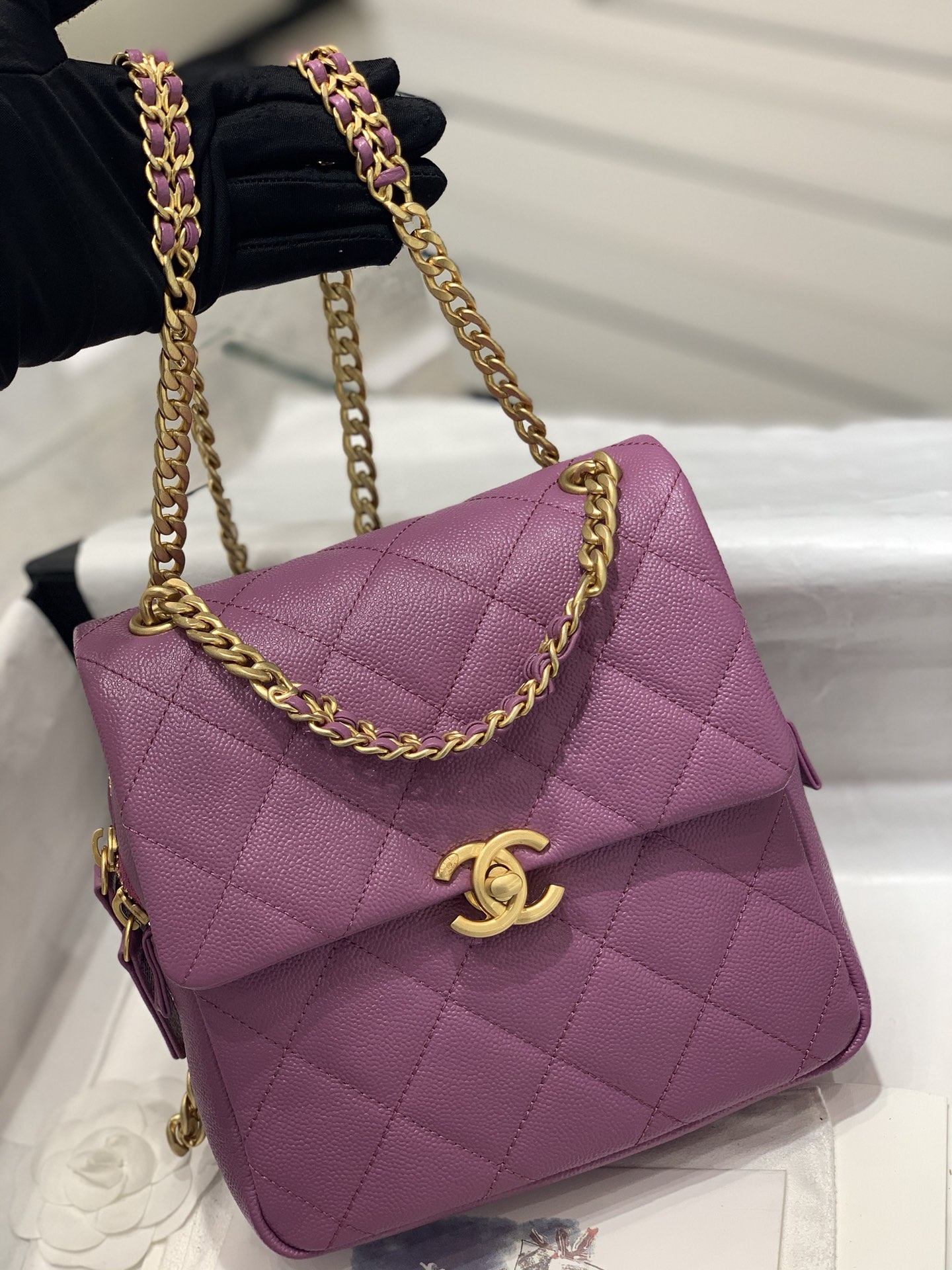TÚI CHANEL 22P CAVIAR PURPLE DA HAAS