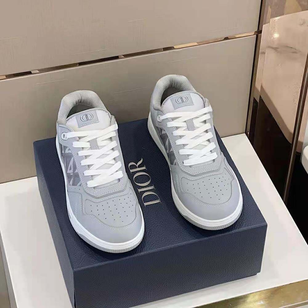 GIÀY DIOR B27 Sneaker Dior Gray Smooth Calfskin and CD Diamond Canvas
