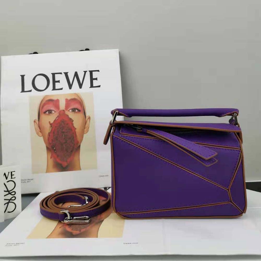 TÚI Loewe Women Mini Puzzle Bag in Classic Calfskin-Purple