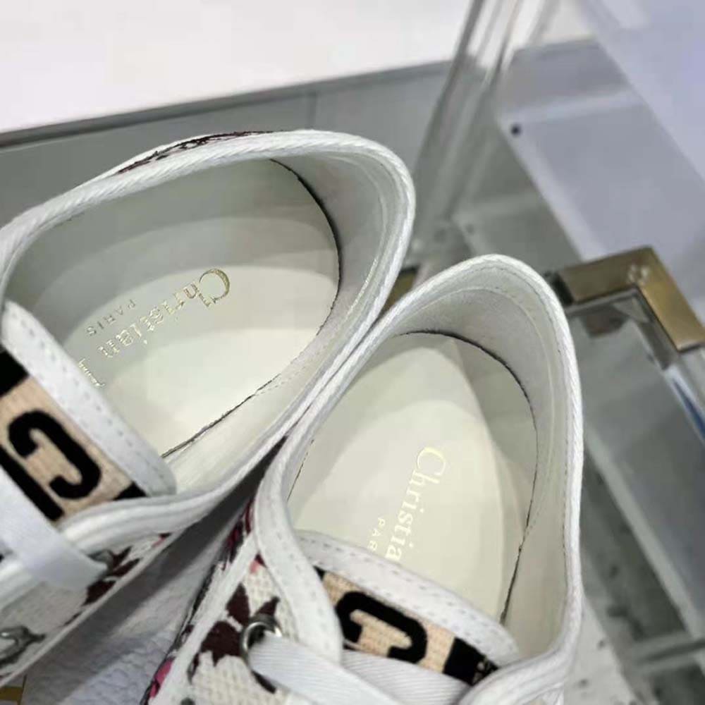 GIÀY Dior Women Walk’N’Dior Sneaker White Multicolor Dior Jardin d’Hiver Embroidered Cotton