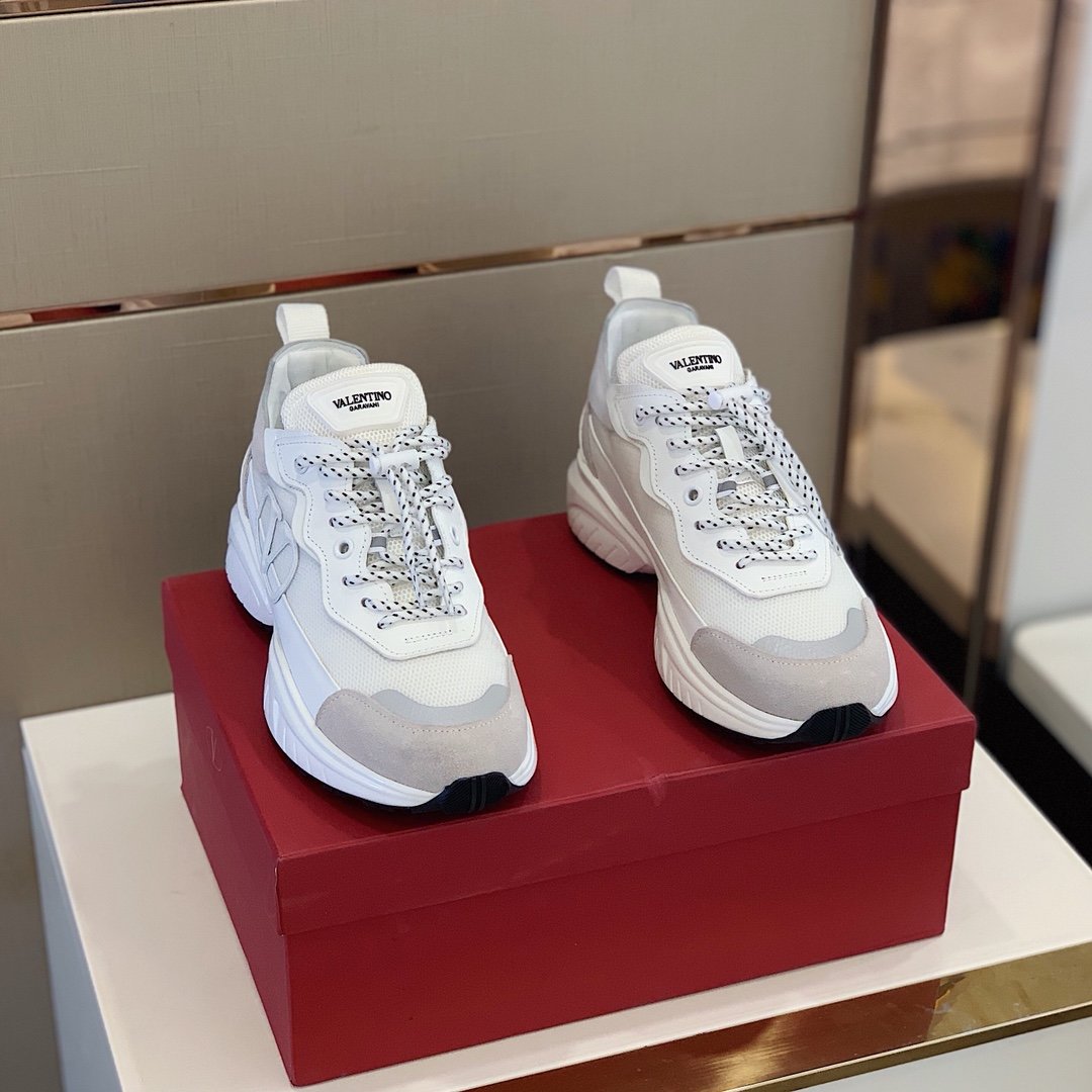 GIÀY VALENTINO V LOGO LEATHER SNEAKER SHOES AAA