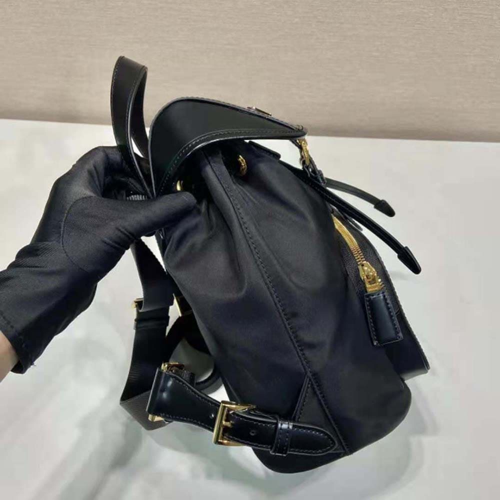 BALO Prada Women Re-Nylon and Brushed Leather Backpack-Black