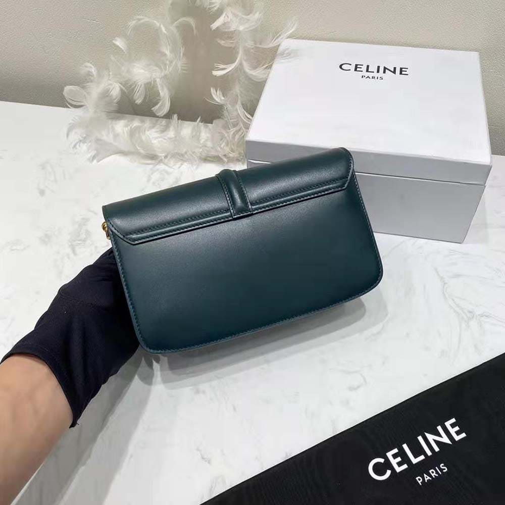 TÚI Celine Women Chain Bag 16 in Satinated Calfskin-Green