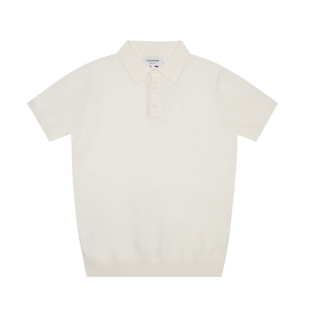 ÁO THOM BROWNE POLO 3 BAR SHIRT WHITE MÀU TRẮNG THUN DỆT KIM