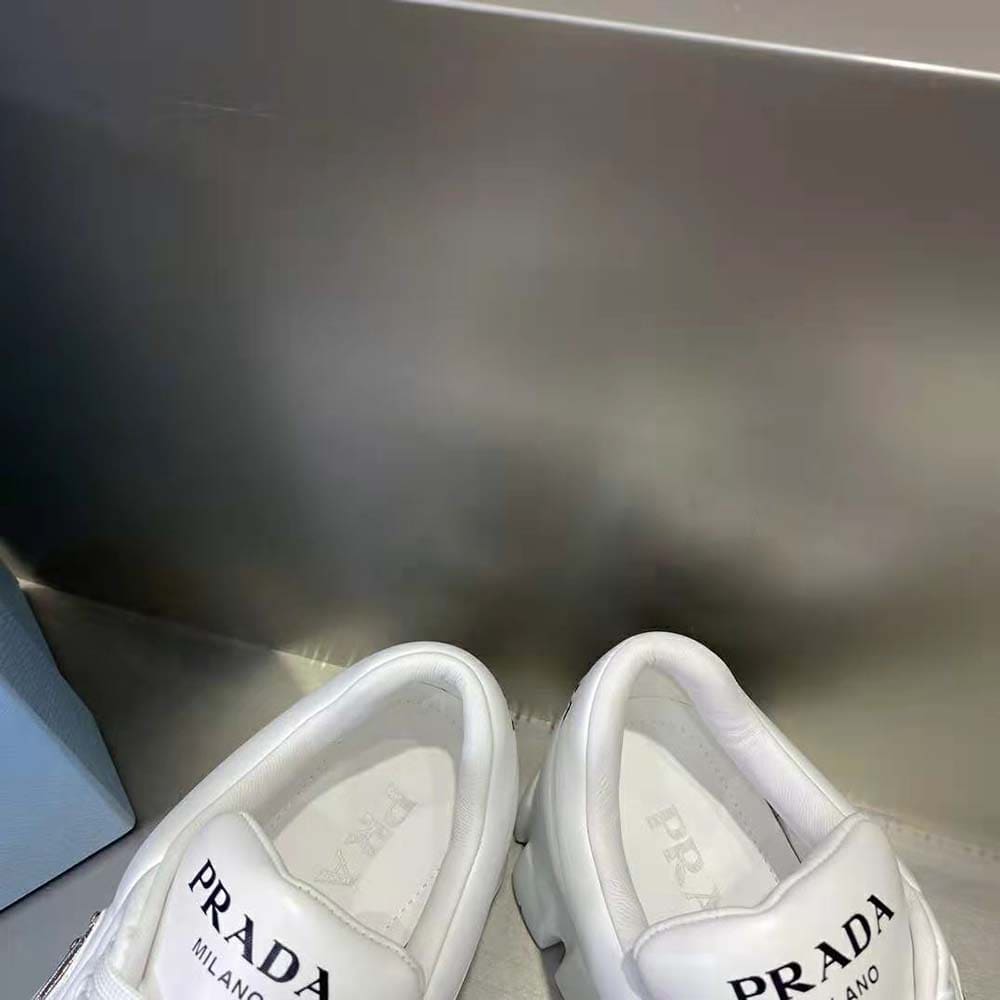 GIÀY Prada Women Soft Padded Nappa Leather Lace-up Shoes-White