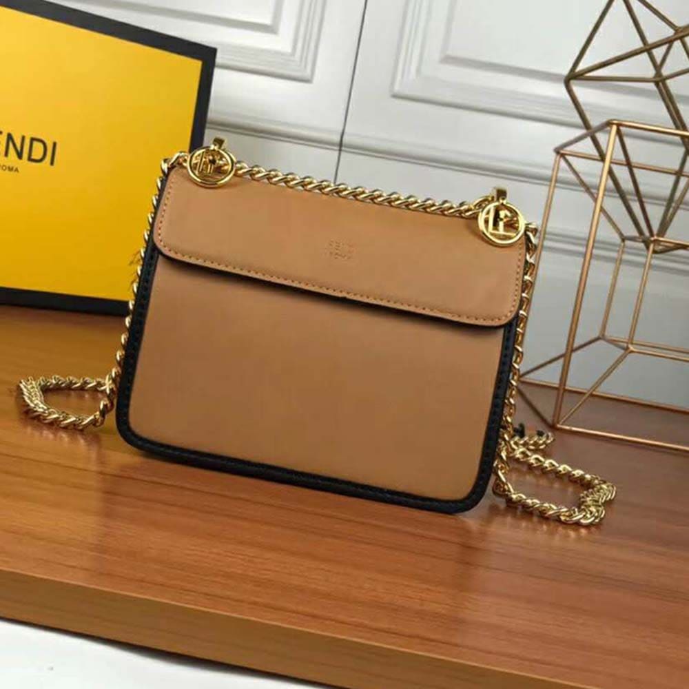TÚI Fendi Women KAN I F Small Black Leather Mini-Bag in Calf