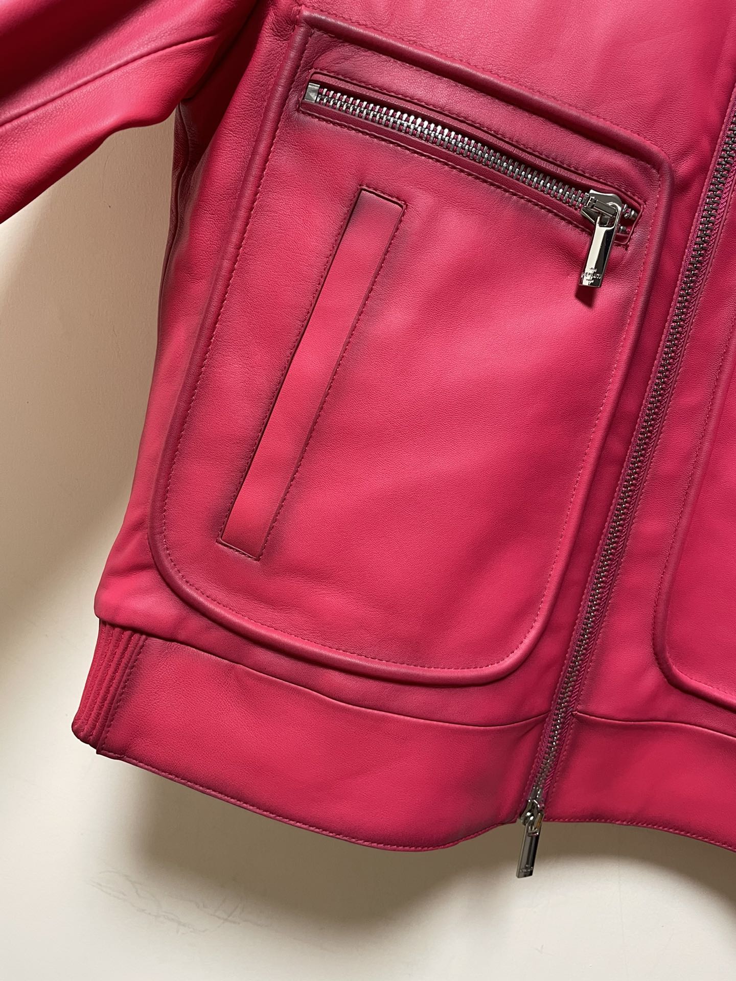 ÁO BERLUTI LEATHER JACKET RED PINK