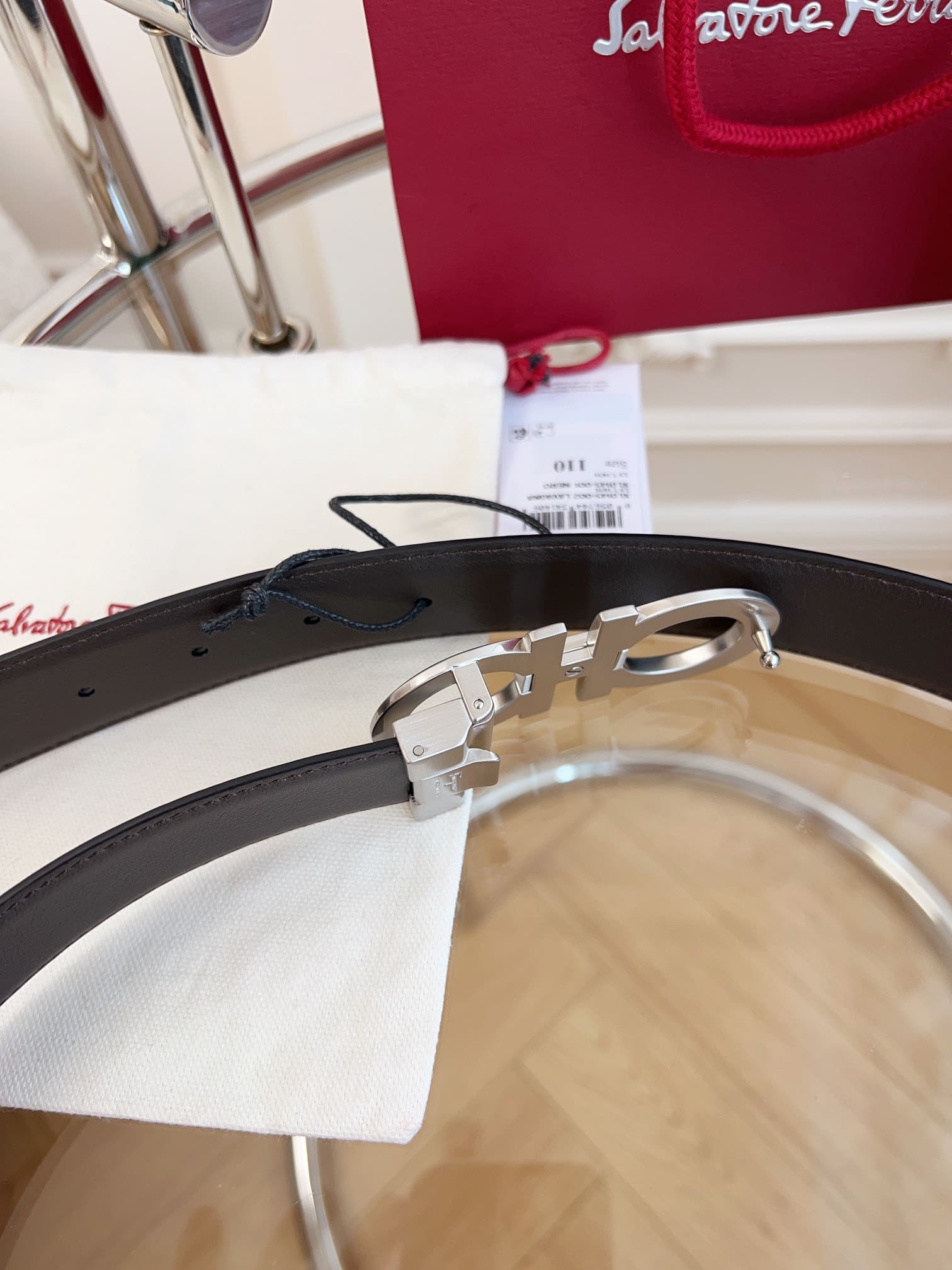 DÂY LƯNG Salvatore Ferragamo Adjustable Gancini Belt Khóa bạc