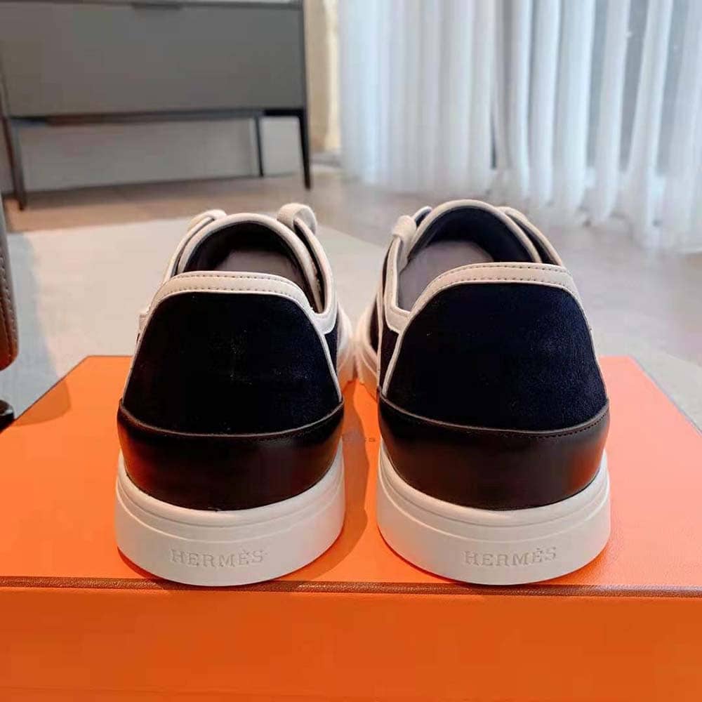 GIÀY Hermes Unisex Get Sneaker in SH Canvas and Calfskin with Signature “Hermès Paris” Stencil-Black
