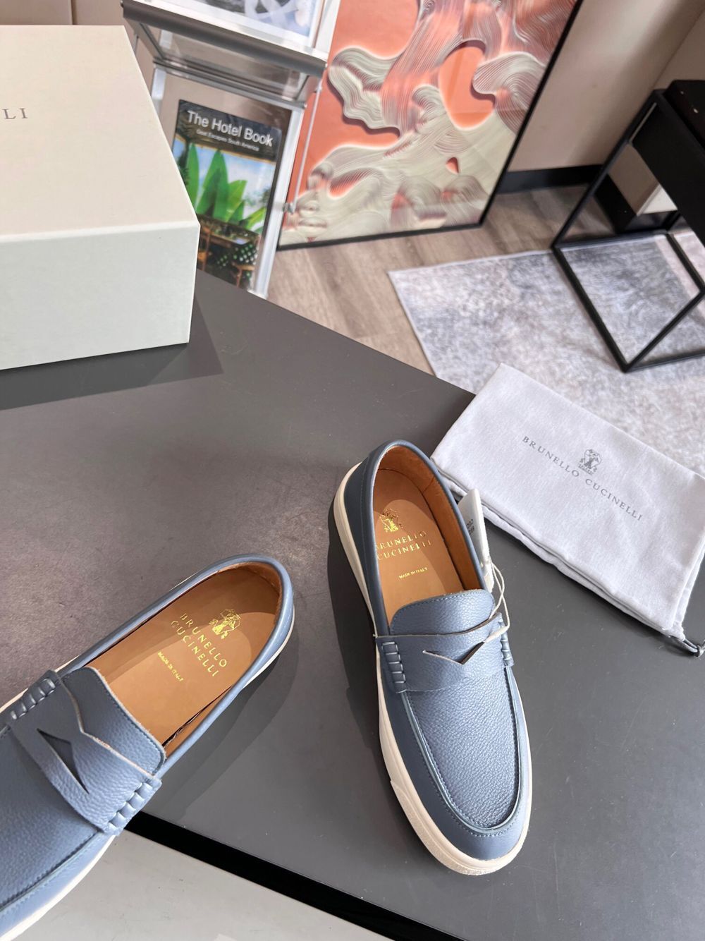 GIÀY BRUNELLO CUCINELLI Leather Blue loafer shoes
