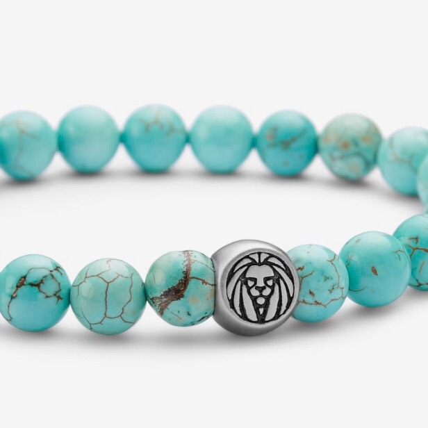 Vòng tay đá TURQUOISE COLOURED STONE BRACELET MIX BẠC 925