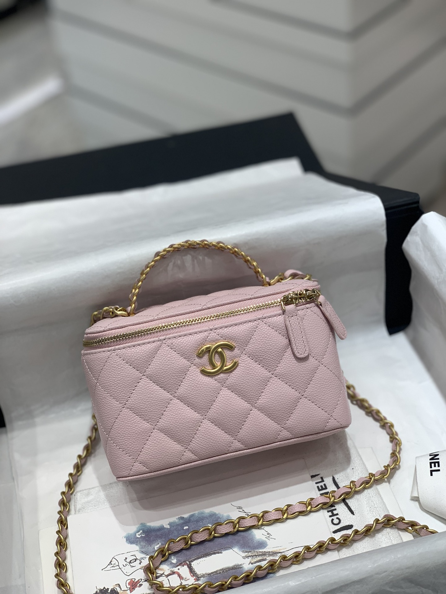 TÚI CHANEL 22S Caviar BOX Pink hồng da HAAS