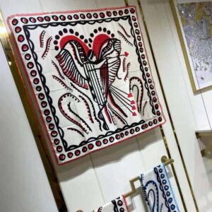 KHĂN Dior Women Cupidon Square Scarf White Black and Red Silk Twill