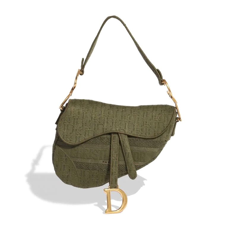 TÚI Dior Saddle Medium Canvas Green