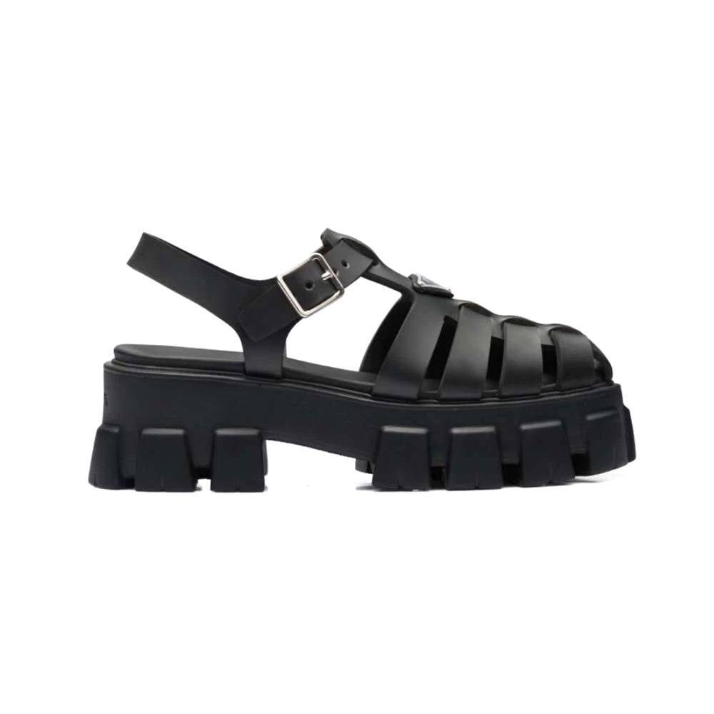 DÉP SANDAL PRADA Rubber Sandals in 55 mm Heel Height-Black