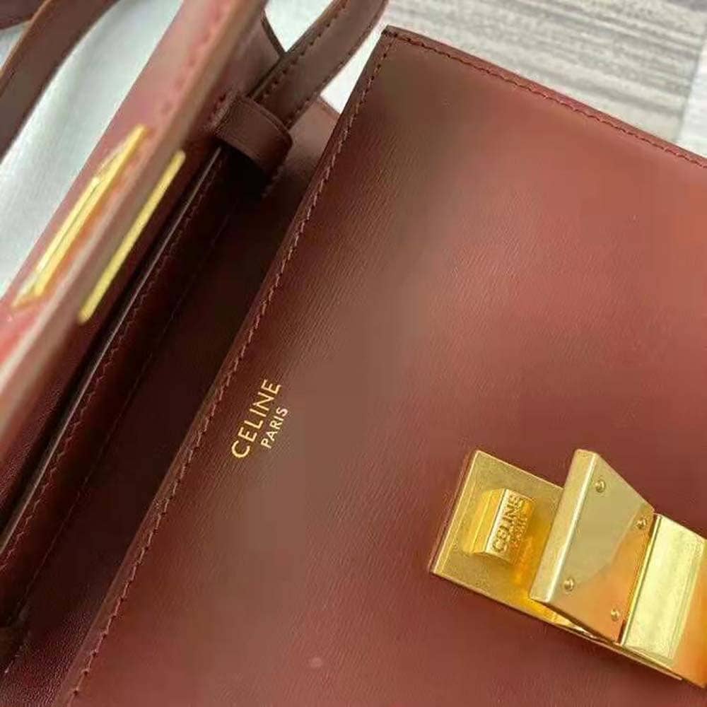 TÚI Celine Women Teen Classic Bag in Box Calfskin-Maroon