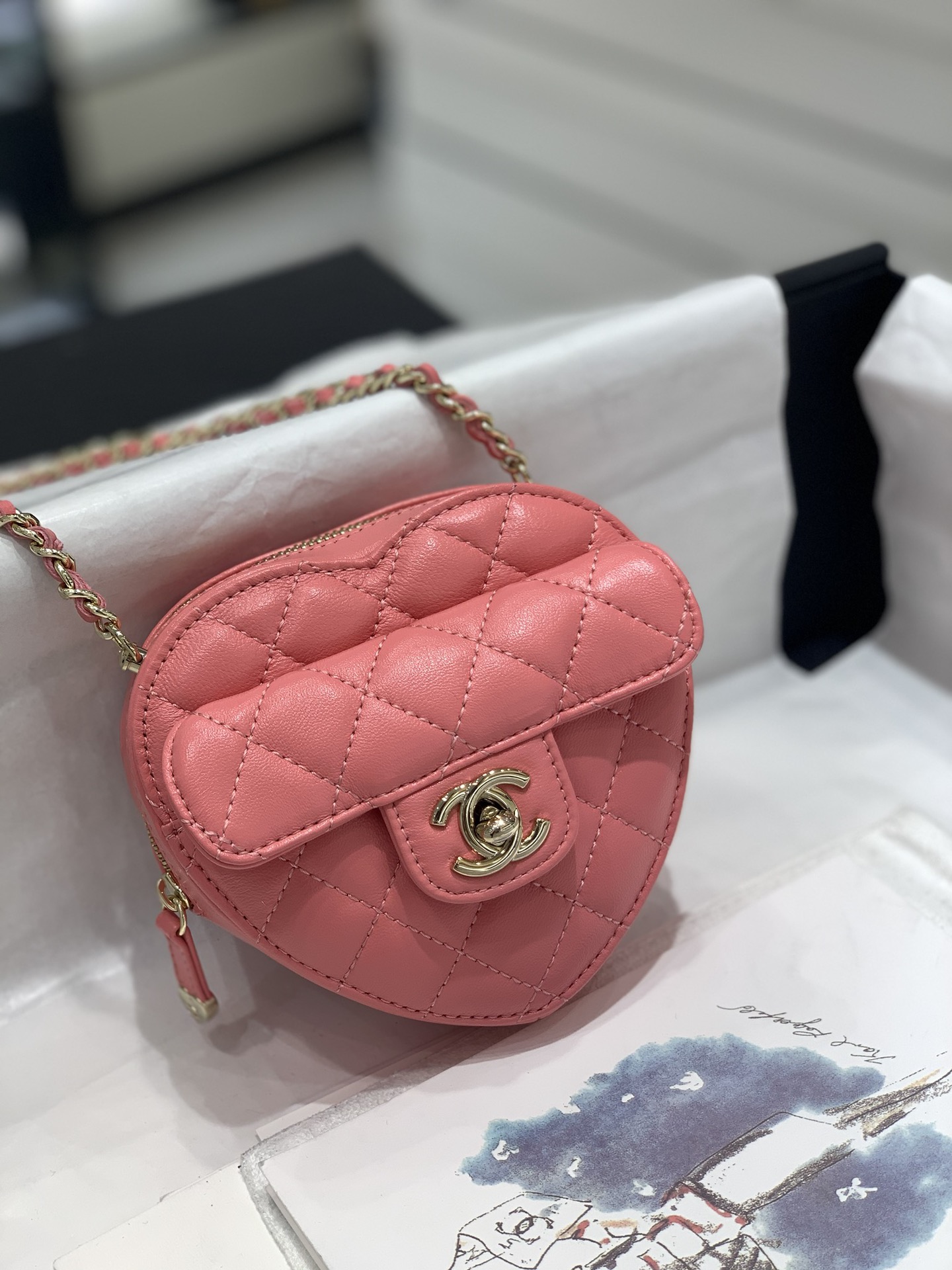 TÚI CHANEL 22S Heart Pink hồng da HAAS