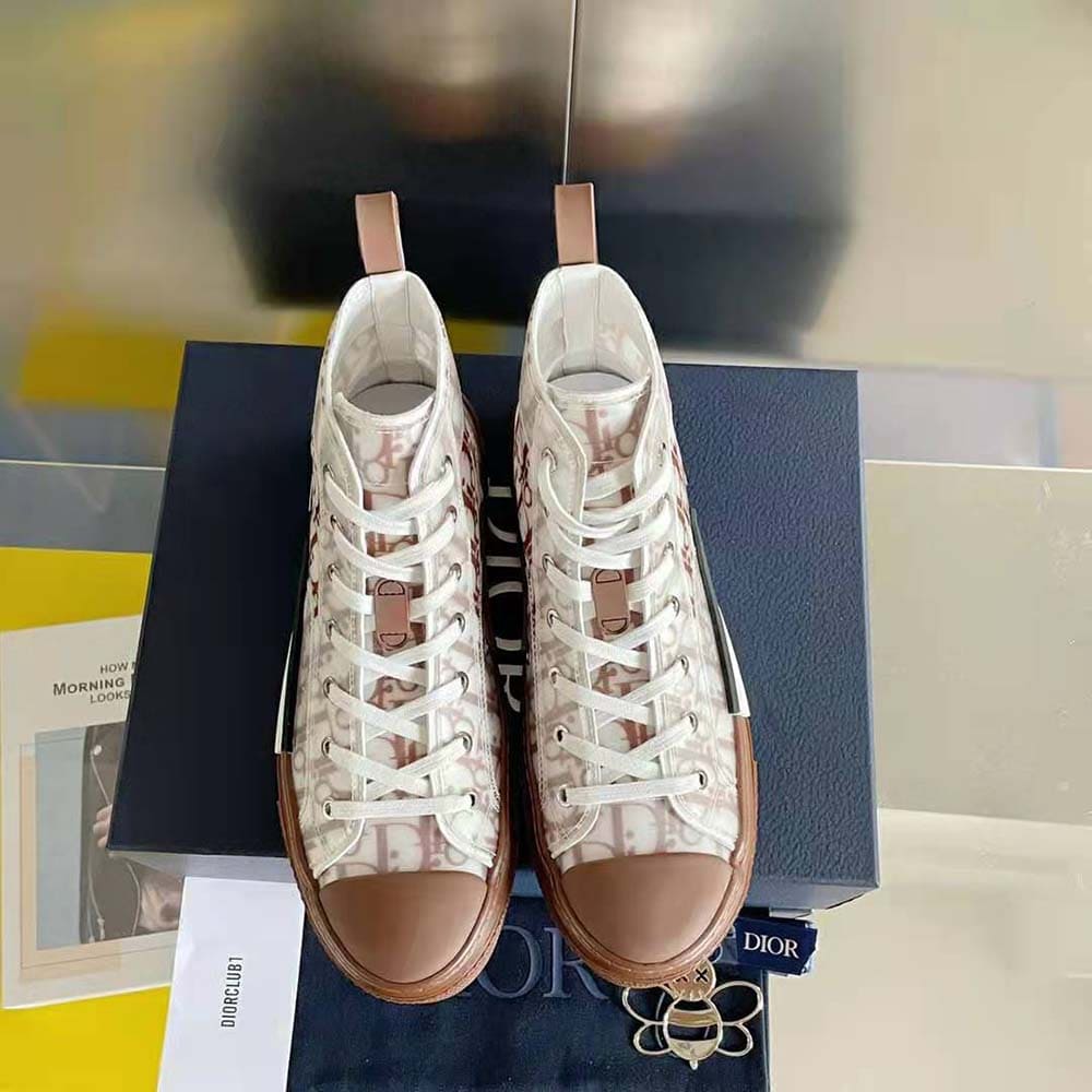 GIÀY DIOR B23 High-Top Sneaker Coffee Dior Oblique Canvas