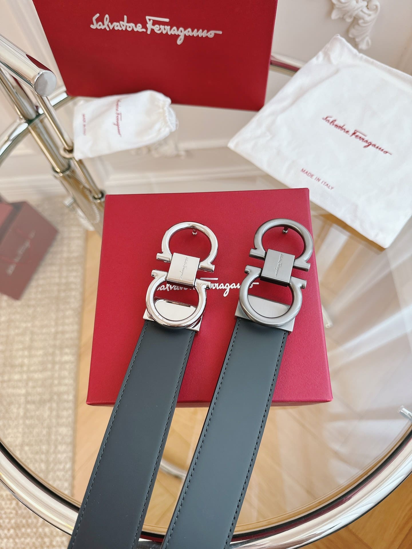 DÂY LƯNG Salvatore Ferragamo Adjustable Gancini Belt Khóa bạc