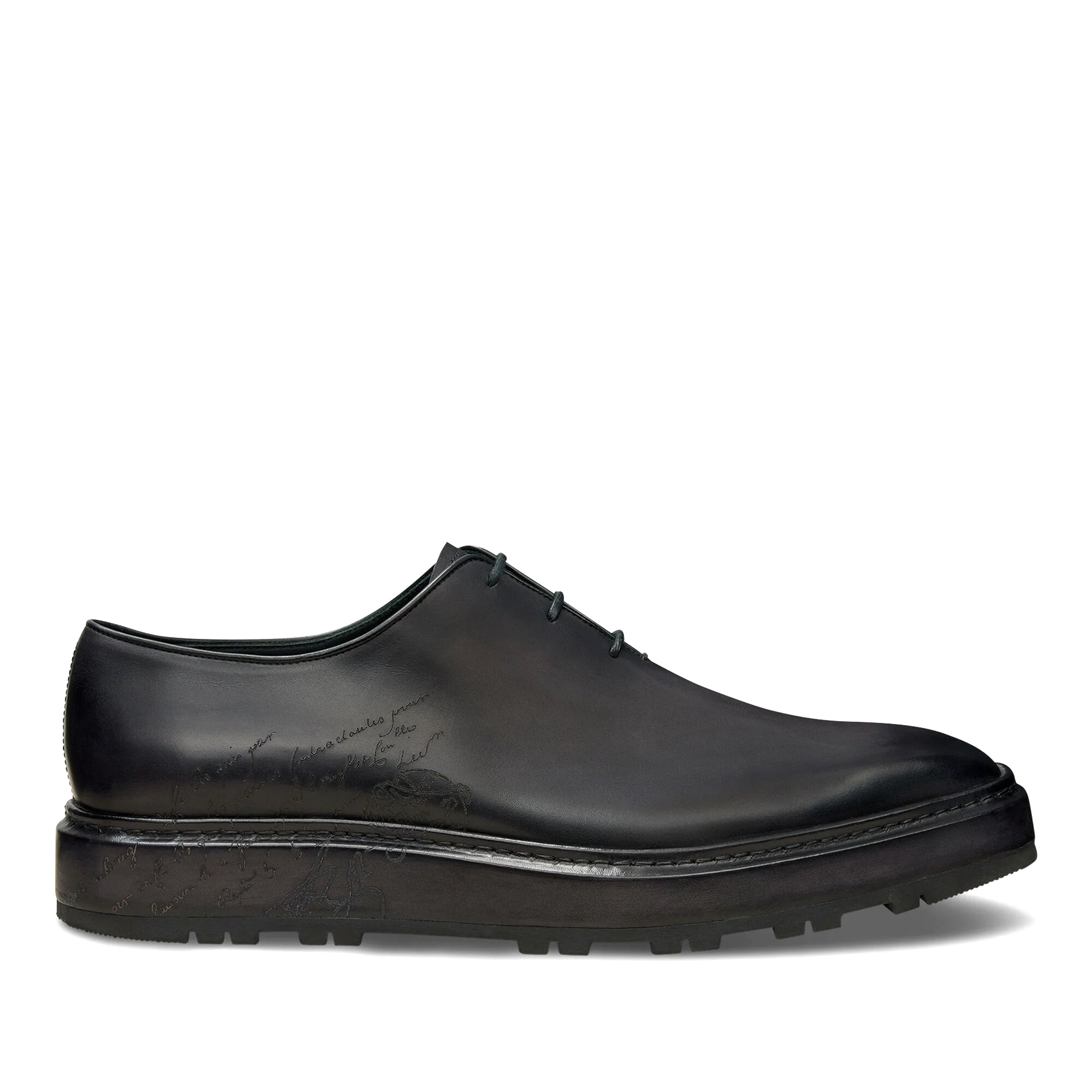 GIÀY BERLUTI Alessandro Alto Leather Oxford Nero Grigio