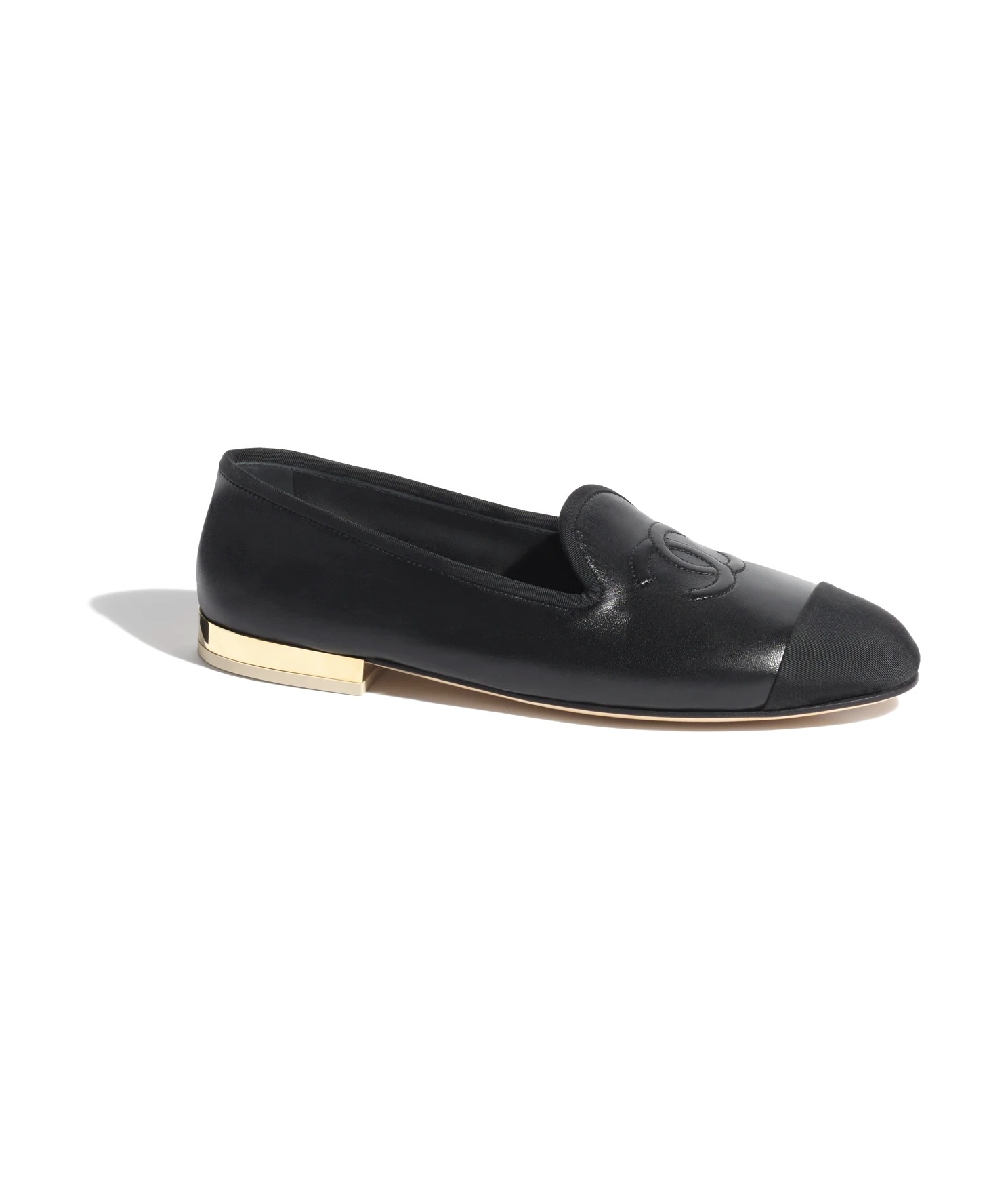 GIÀY CHANEL BALLERINA LOGO Da cừu & Vải Grosgrain Đen