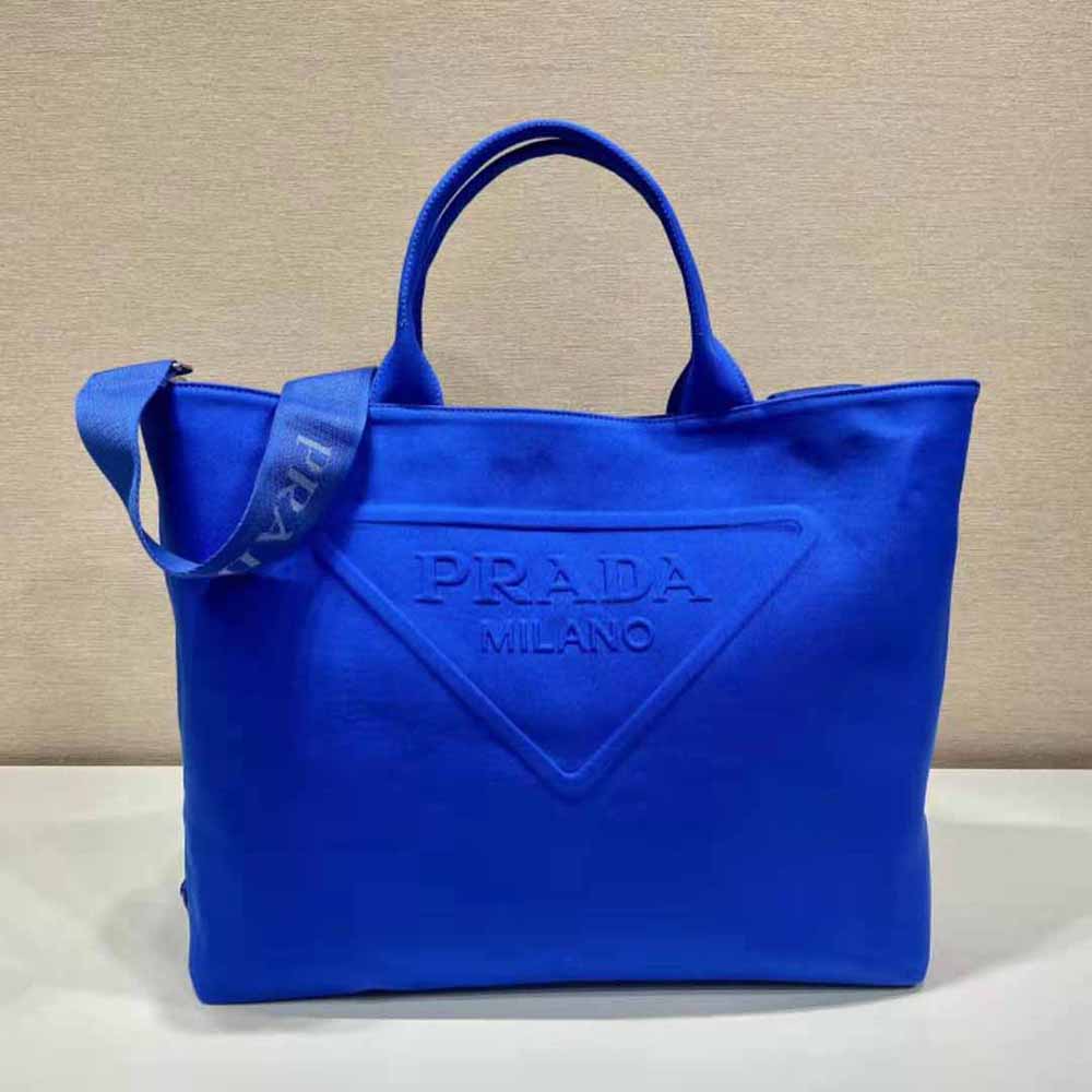 TÚI Prada Women Canvas Tote Bag with Contemporary Take on Classic Beach Designs-Navy