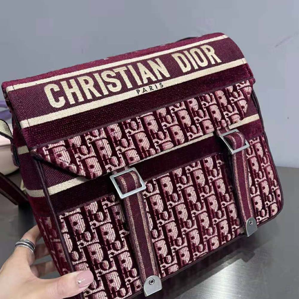 TÚI DIOR Diorcamp Bag Dior Oblique Embroidery-Maroon