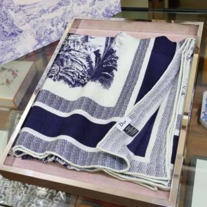 KHĂN Dior Women Toile De Jouy Quatre Saisons Square Scarf Blue Silk Twill