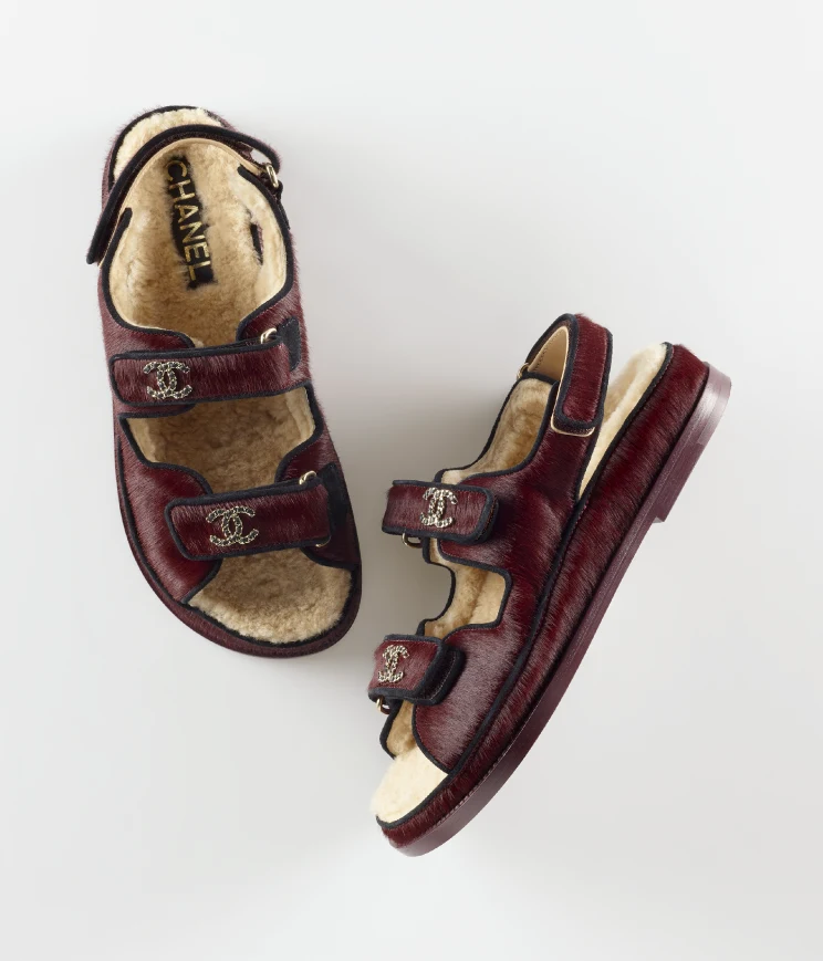 GIÀY CHANEL Calfskin & Suede Calfskin Burgundy & Black da chồn