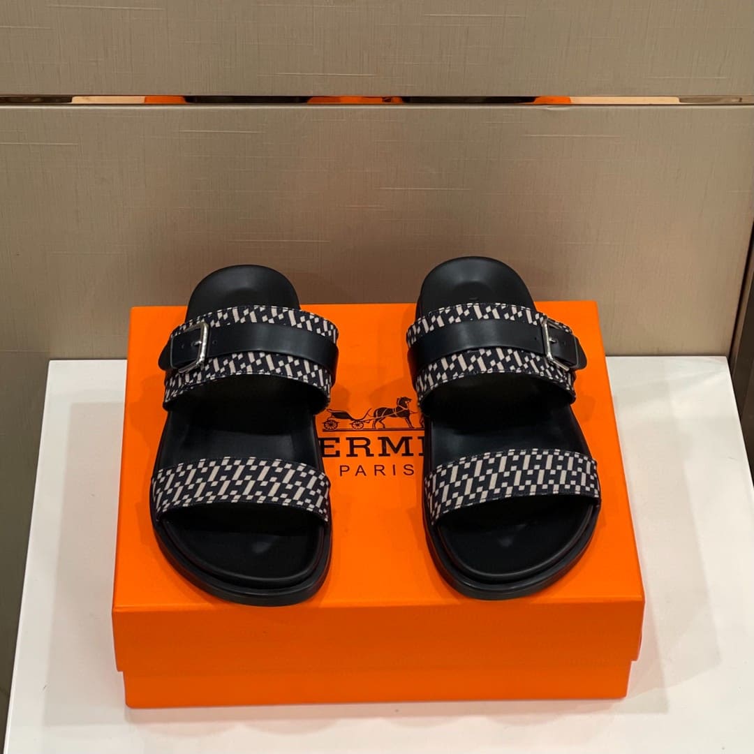 DÉP HERMES BLACK H SANDAL AAA