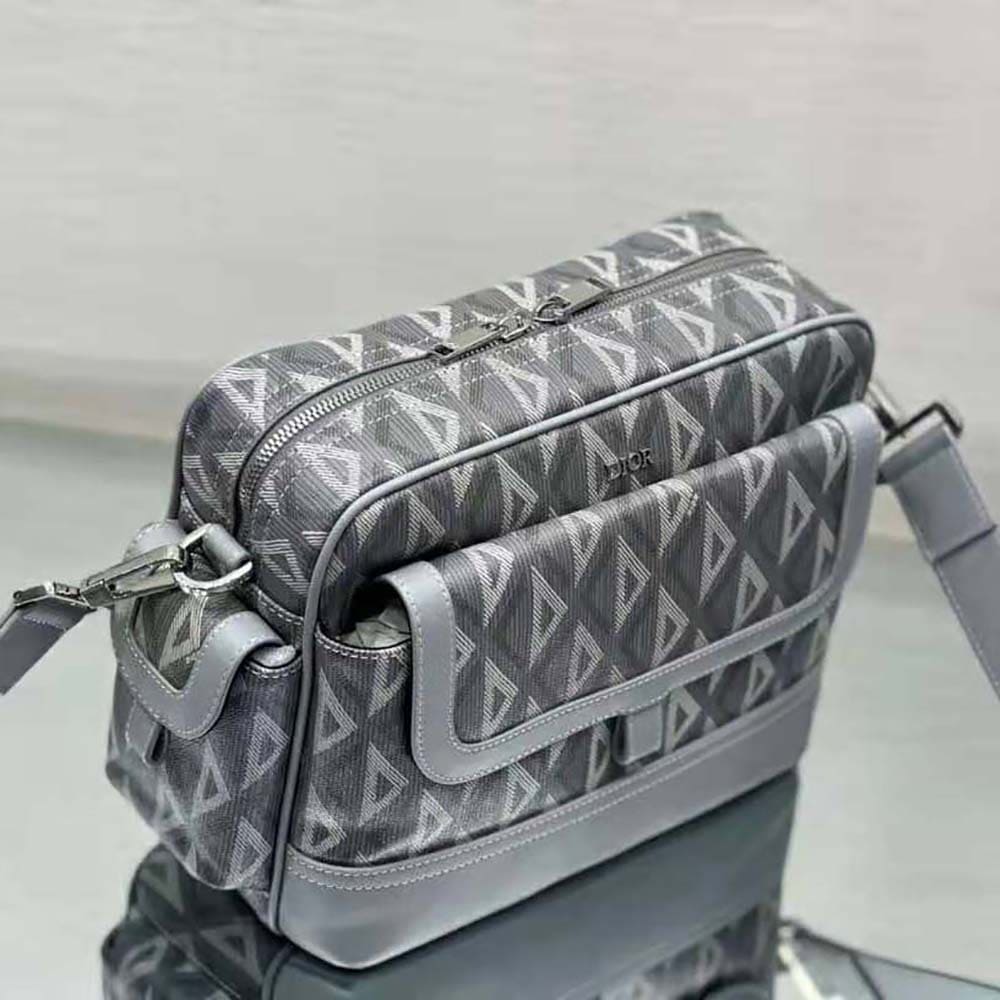 TÚI Dior Men Hit the Road Messenger Pouch Dior Gray CD Diamond Canvas and Smooth Calfskin