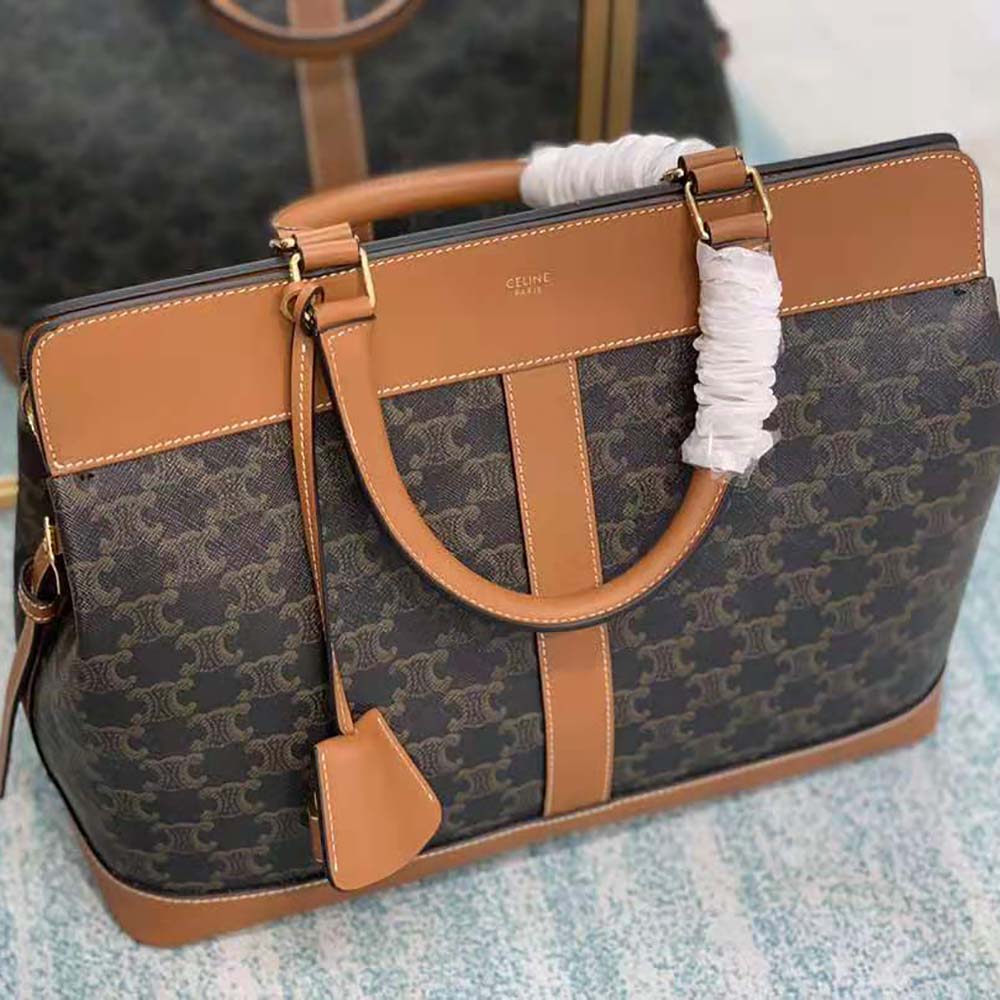 TÚI Celine Women Medium Cabas DE France Bag in Triomphe Canvas and Calfskin