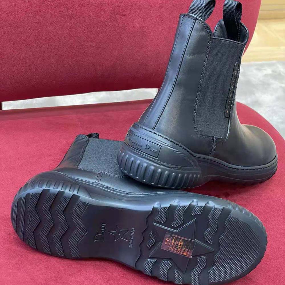 GIÀY Dior Men D-Racer Ankle Boot Black Calfskin