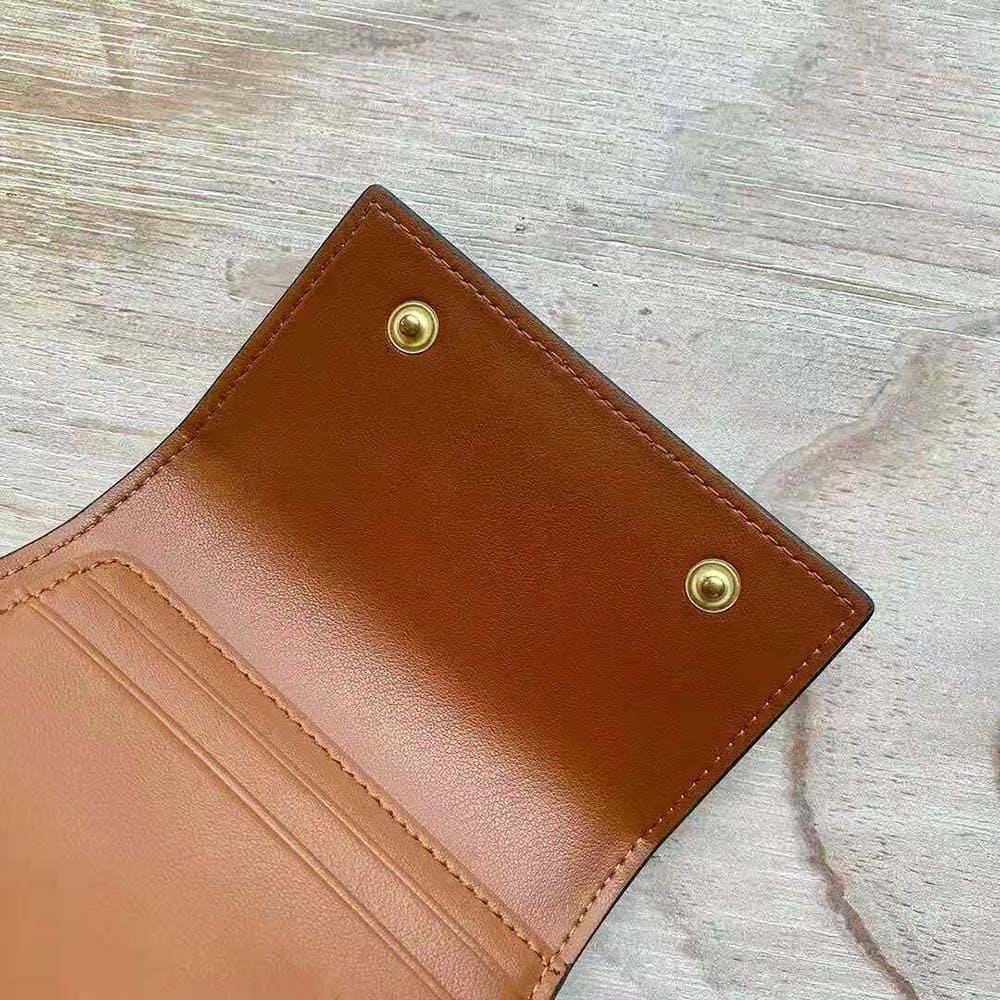 Ví Celine Women Folded Compact Wallet in Triomphe Canvas and Lambskin