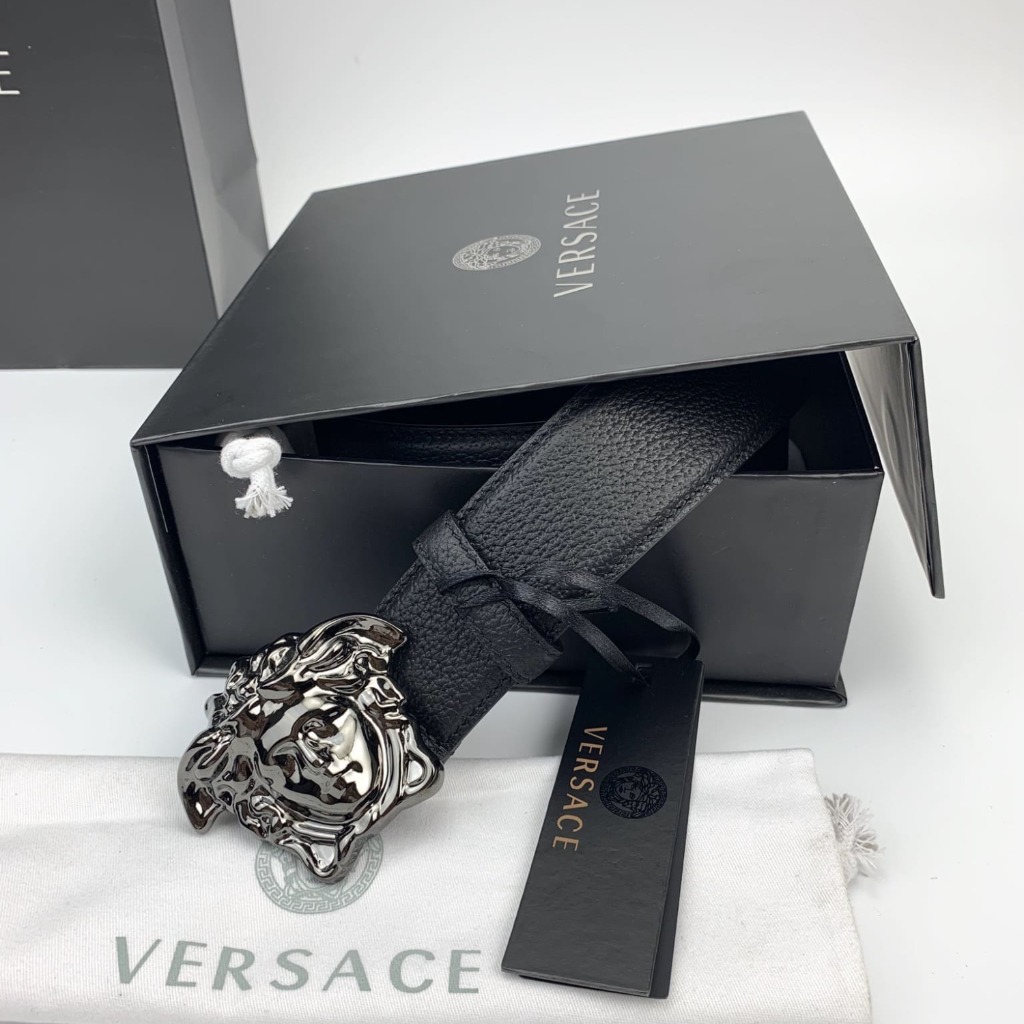 DÂY LƯNG VERSACE MEDUSA HEAD CALFSKIN LEATHER Khóa đen
