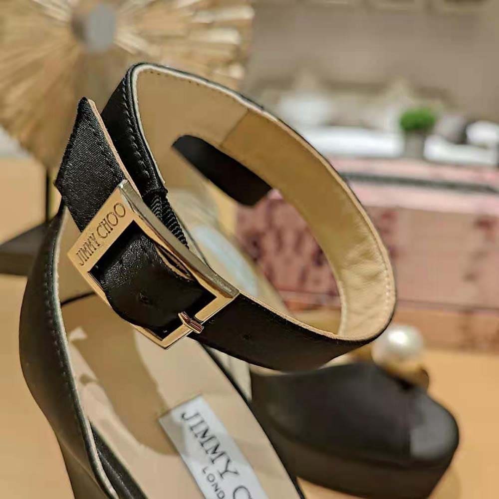 GIÀY Jimmy Choo Women Socorie 120 Black Suede Platform Sandals with Pearl Detailing