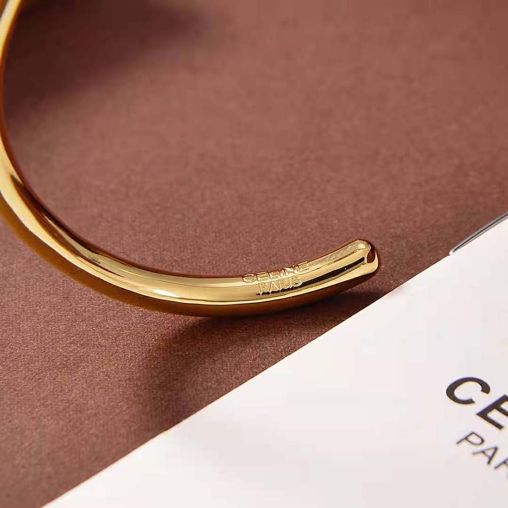 Vòng tay Celine Women Maillon Triomphe Thin Cuff in Brass with Gold Finish
