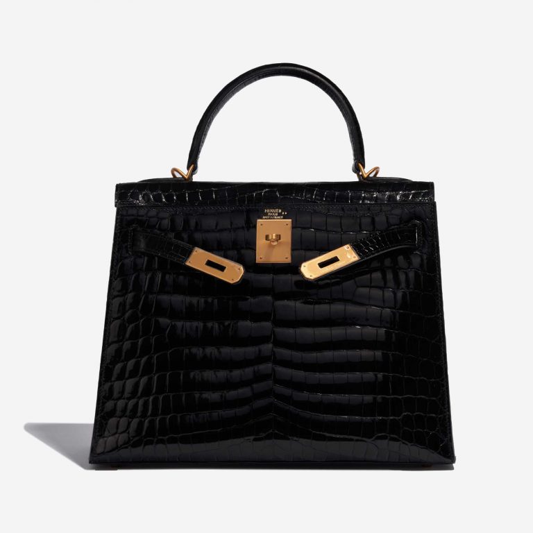 TÚI Hermès Kelly 28 Niloticus Crocodile Black Gold Buckle khóa vàng