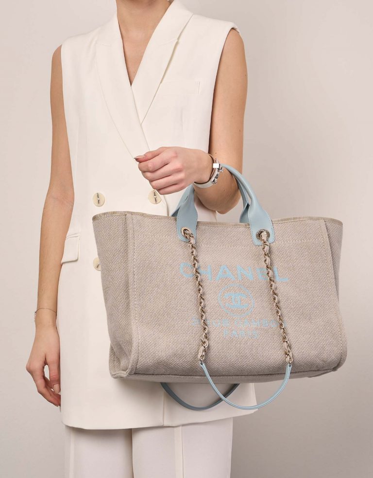 TÚI Chanel Deauville Medium Canvas Beige Blue
