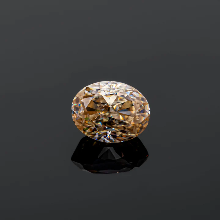 KIM CƯƠNG Oval Hybrid Cut Natural Champagne Loose Moissanite Stone