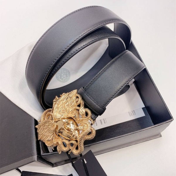 DÂY LƯNG VERSACE MEDUSA HEAD CALFSKIN LEATHER Khóa trắng