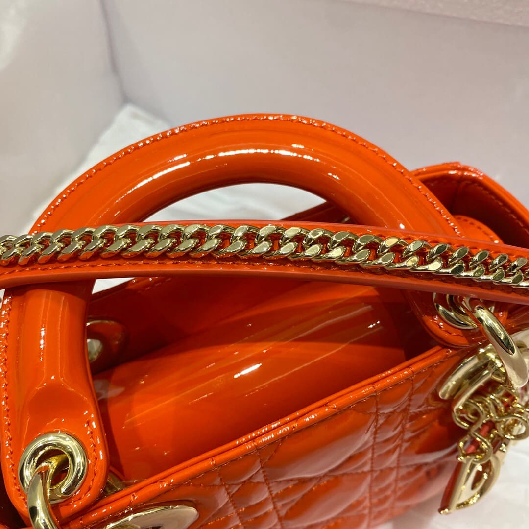 TÚI CHRISTIAN DIOR Lady Dior Bag Orange Cannage Lambskin