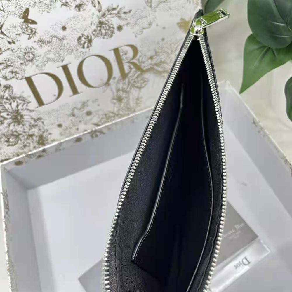 TÚI Dior A5 Pouch Black CD Diamond Canvas