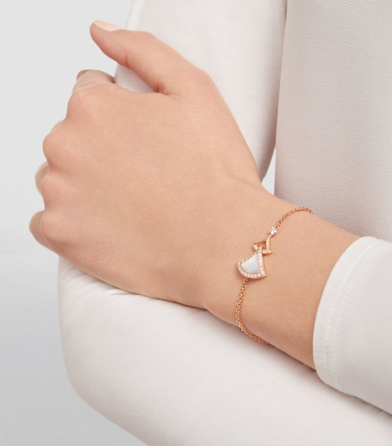 Vòng tay BVLGARI Rose Gold, Diamond and Mother-of-Pearl Divas’ Dream Bracelet vàng hồng 18K