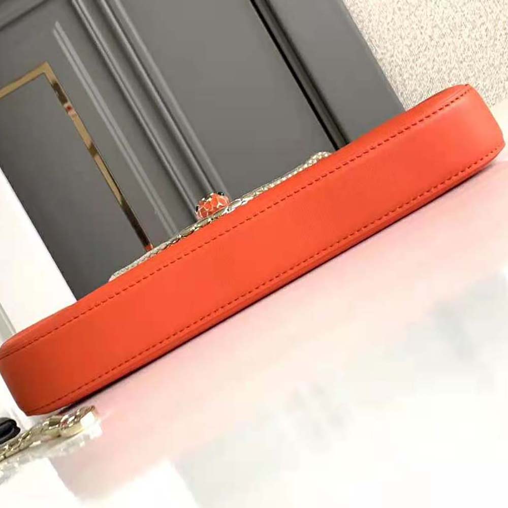 TÚI BVLGARI Women Serpenti Baia Small Shoulder Bag in Calf Leather-Orange