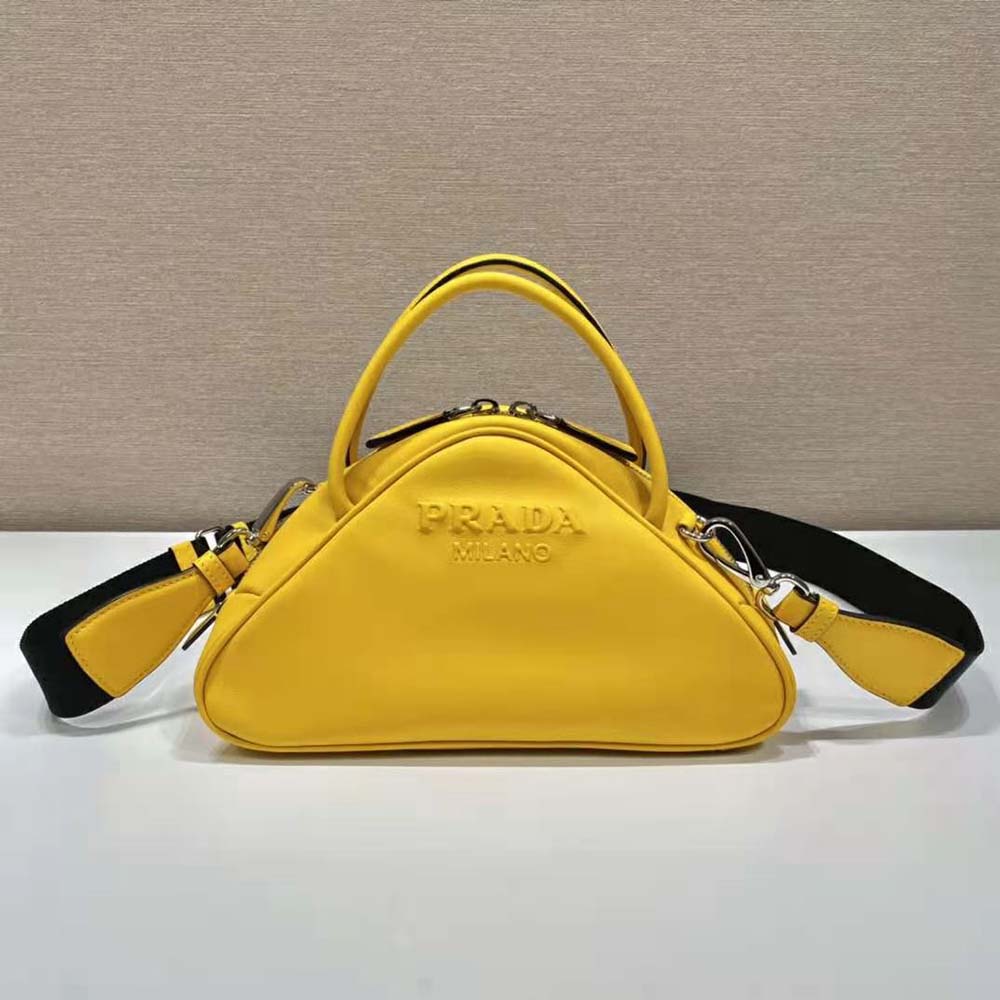 TÚI Prada Women Leather Prada Triangle Bag-Yellow
