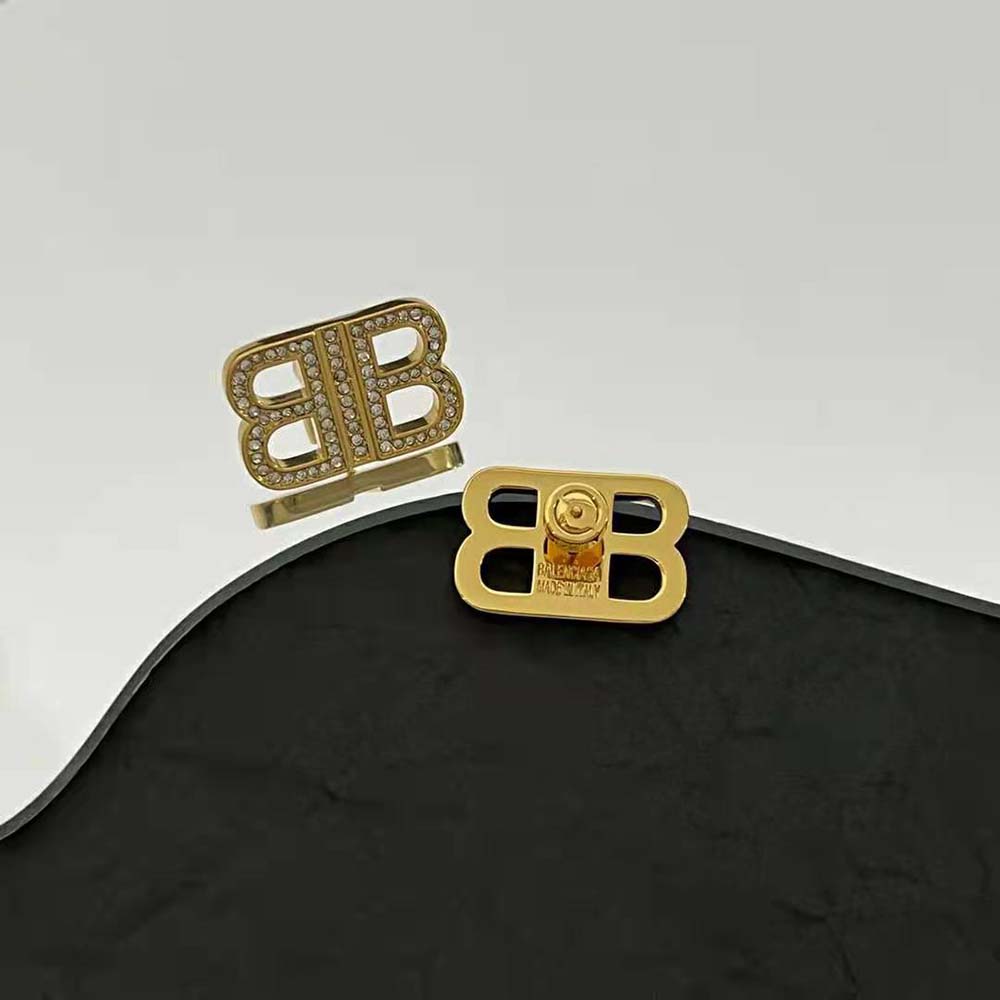 Bông tai Balenciaga Women BB 2.0 XS Earrings in Gold Brass and Rhinestones