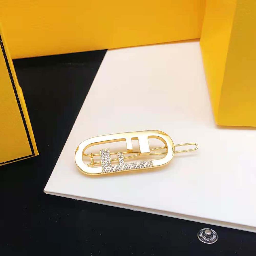 Kẹp tóc Fendi O’Lock Hair Clip Gold-Coloured