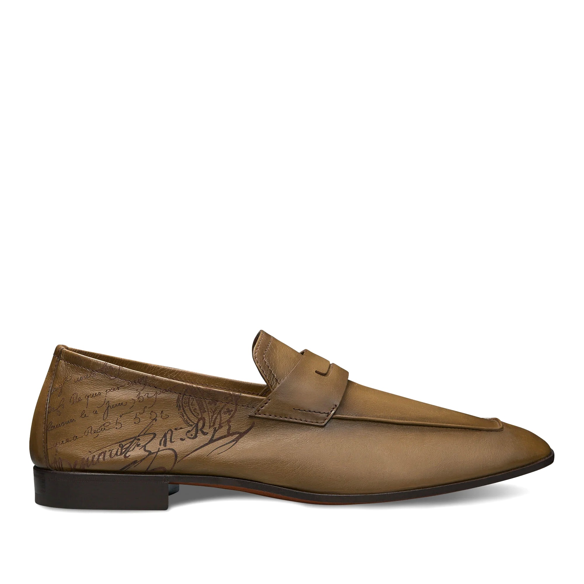 GIÀY BERLUTI Lorenzo Scritto Kangaroo Leather Loafer Olive
